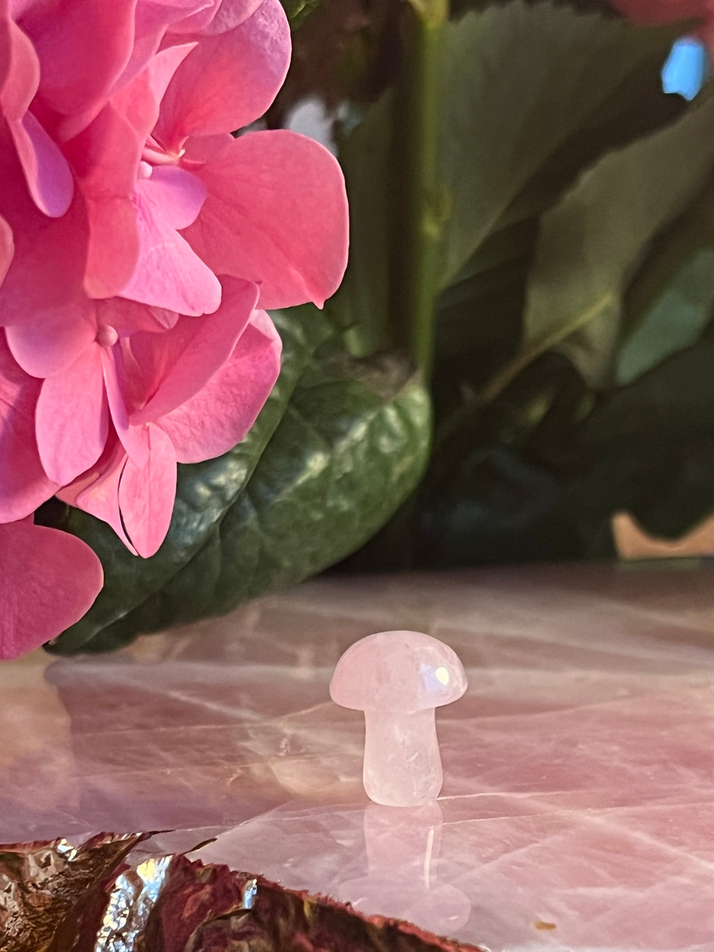 Rose Quartz Crystal Healing Mushroom