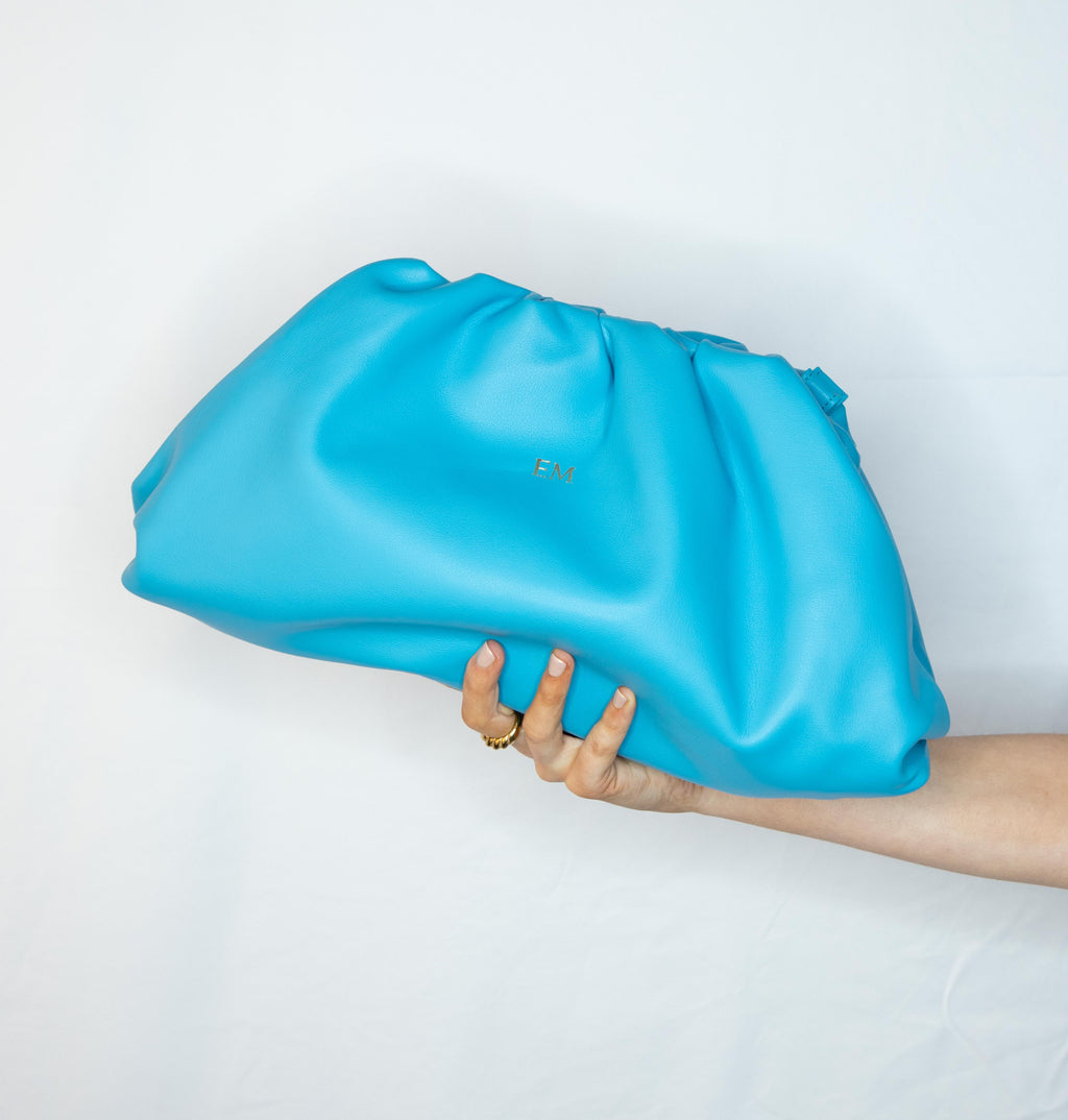 'Valencia' Swimming Pool Blue Smooth Leather Supersoft Clutch Bag